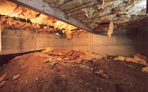 Crawl Space Moisture Barrier before in Minneapolis