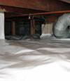 A Coon Rapids crawl space moisture system with a low ceiling