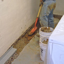 Digging a trench for a French Drain system in Minneapolis
