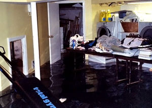 A laundry room flood in Stillwater, with several feet of water flooded in.