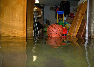 A flooded basement bedroom in Minnetonka