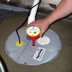 A newly installed sump pump system in a basement in Plymouth