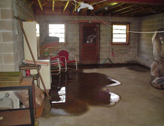 a flooded basement floor in a Champlin home