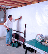 Plastic 20-mil vapor barrier for dirt basements, Anoka, Minnesota installation